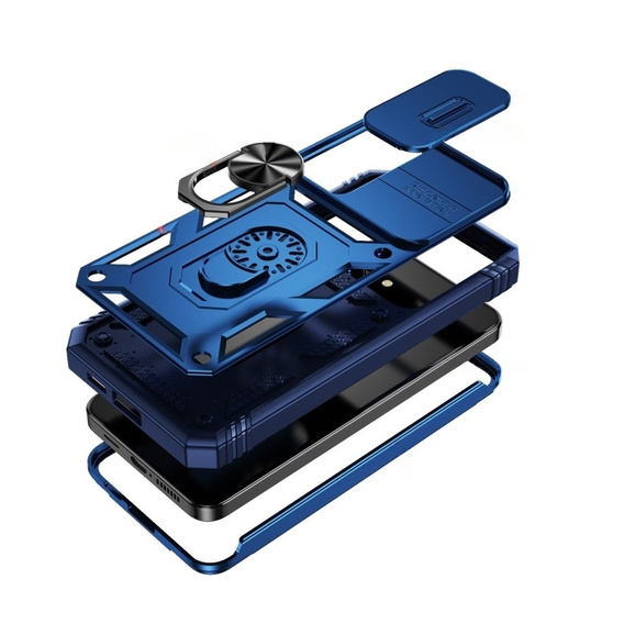 Husă blindată pentru Samsung Galaxy S24+ Plus, CamShield Slide, albastru