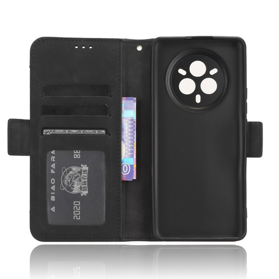 Cu clapetă pentru Realme 14 Pro+ 5G, Card Slot, negru