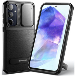 Husă pentru Samsung Galaxy A55 5G, Suritch Kickstand, negru