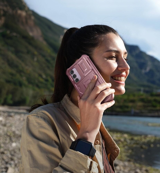 Husă blindată pentru Samsung Galaxy A35, Dexnor Full Body (Two Frames), roz rose gold