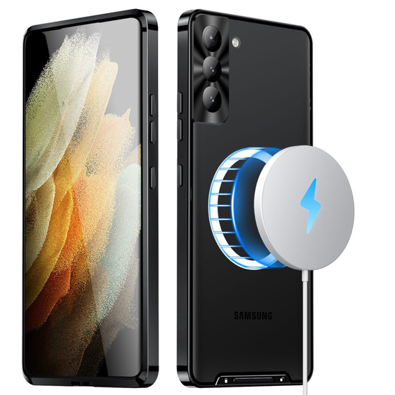 Carcasă de protecție pentru camera foto pentru Samsung Galaxy S21+ Plus, CamShield MagSafe, transparent / negru