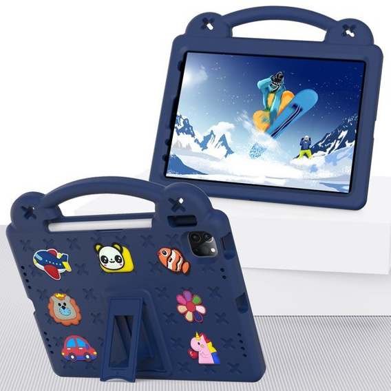 Husă pentru copii pentru iPad Air 10.9" 2022/2020 (5/4 gen.) / Pro 11" 2022/2021/2020 (4/3/2 gen.), Cute Patterns, cu suport, albastru închis