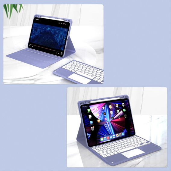 Carcasă + tastatură iPad 10.2 2021 / 2020 / 2019 / Air 10.5 2019, Leather Pen Slot TouchPad, violet