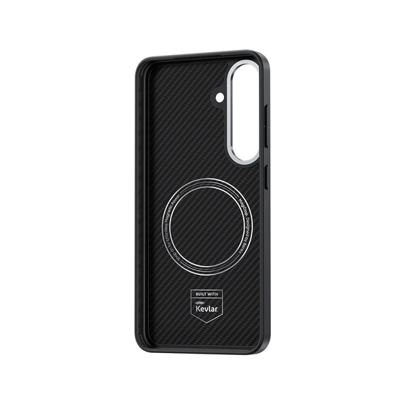 Carcasa BENKS Kevlar pentru Samsung Galaxy S25, pentru MagSafe, Carbon Fiber, negru