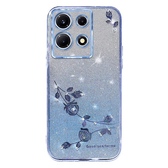 Husă pentru Infinix Note 30 Pro 4G, Glitter Flower,  albastru