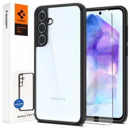 Carcasa Spigen pentru Samsung Galaxy A55 5G, Ultra Hybrid, negru + sticlă temperată 9H