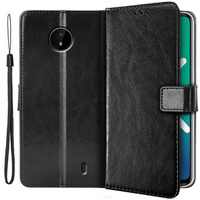 Cu clapetă pentru Nokia C10 / C20, Crazy Horse Wallet, negru