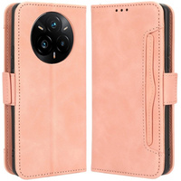 Cu clapetă pentru Realme 14 Pro+ 5G, Card Slot, roz