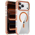 Carcasă blindată pentru MagSafe transparent cu laturi portocalii pentru iPhone 17 Pro