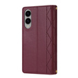 Husă cu clapetă pentru Samsung Galaxy S25 Edge, Rhombus Crossbody Leather, maroon