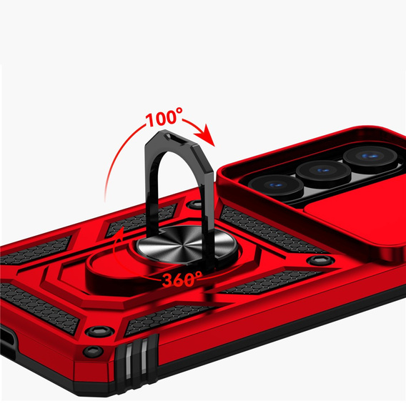 Husă blindată cu suport și capac pentru lentilă pentru Samsung Galaxy S26 Plus, roșu