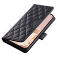 Husă cu clapetă pentru Samsung Galaxy S25, Rhombus Crossbody Leather, negru