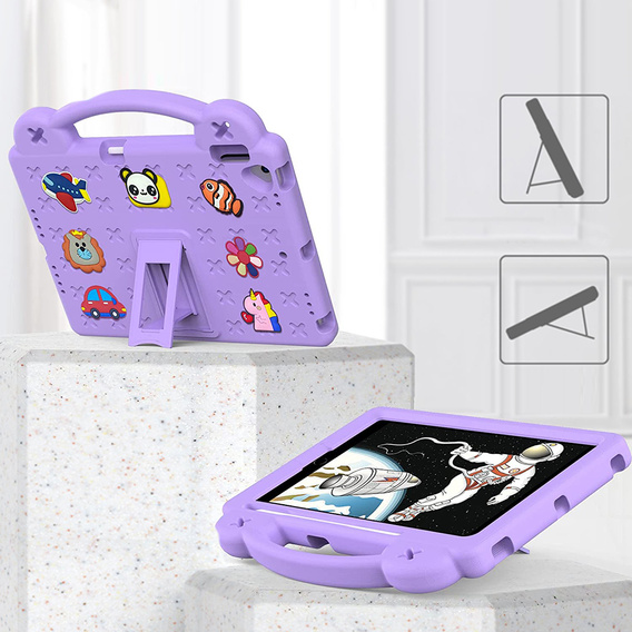 Husă pentru copii pentru iPad 10.2" 2021/2020/2019 (9/8/7 gen.) / Air 10.5" 2019 (3 gen.), Cute Patterns, cu suport, violet