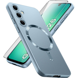 Carcasă pentru Samsung Galaxy A26, ColorMag, pentru MagSafe, albastru + sticlă călită 9H