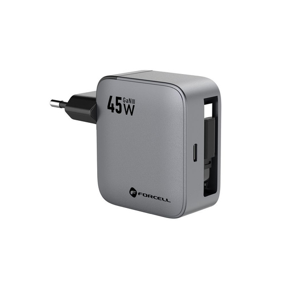 Încărcător de rețea Forcell F-Energy 45W GaN cu cablu USB-C