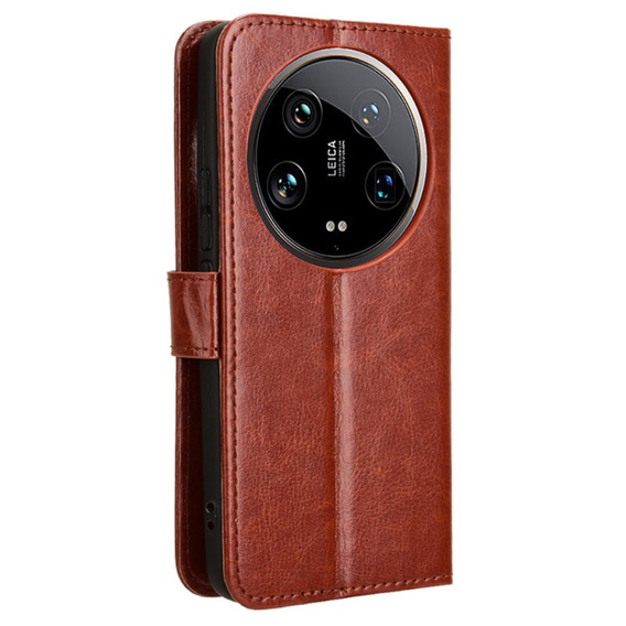 Cu clapetă pentru Xiaomi 14 Ultra, Crazy Horse Wallet, maro