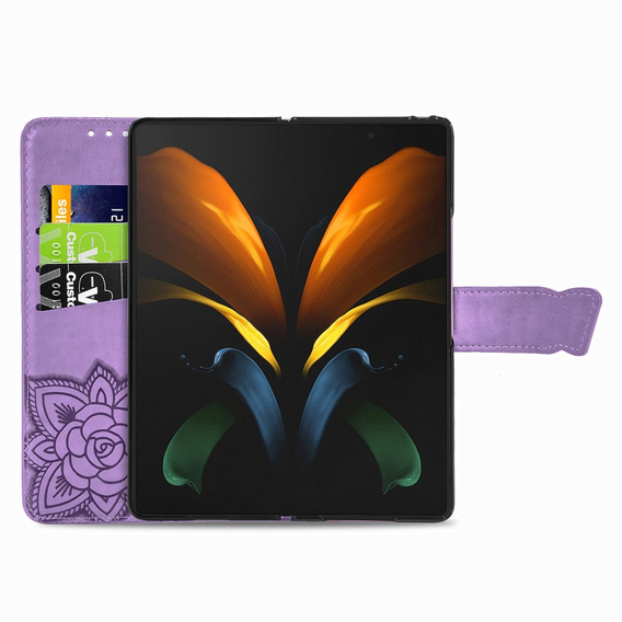 Cu clapetă pentru Samsung Galaxy Z Fold 4 5G, Butterfly, violet