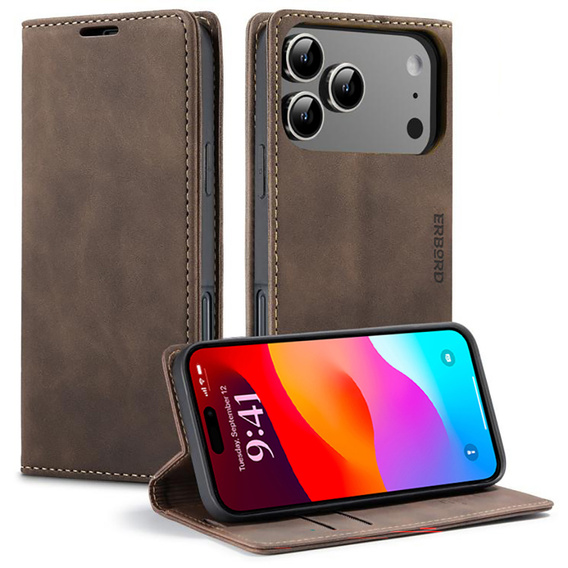 ERBORD Carcasă portofel Vintage cu clapetă pentru iPhone 17 Pro Max