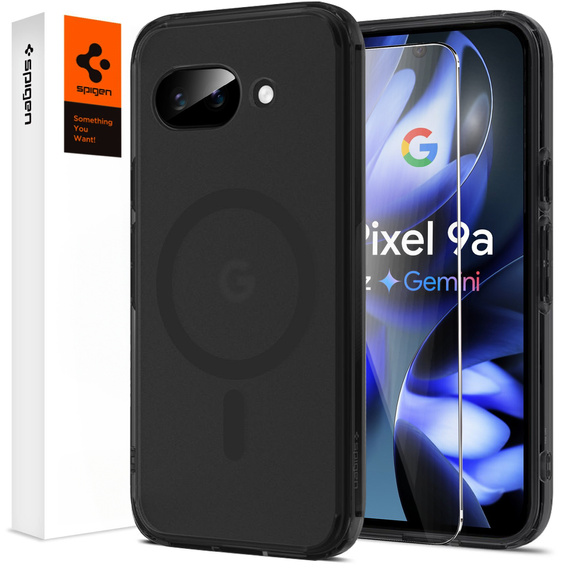 Carcasă MagSafe Spigen pentru Google Pixel 9A, Ultra Hybrid, mat / negru + 9H Tempered Glass
