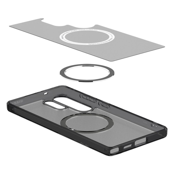 Carcasă MagSafe Spigen pentru Samsung Galaxy S25 Ultra, Ultra Hybrid, mat / negru + 9H Tempered Glass
