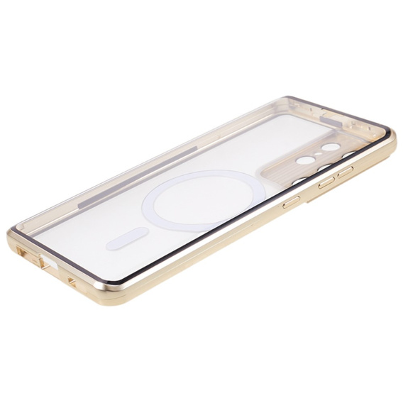 Carcasa Magnetic Dual Glass MagSafe pentru Samsung Galaxy S21 Ultra, de aur