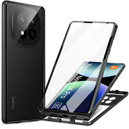 Husa pentru Xiaomi Redmi Note 14 Pro, Magnetic Dual Glass, negru