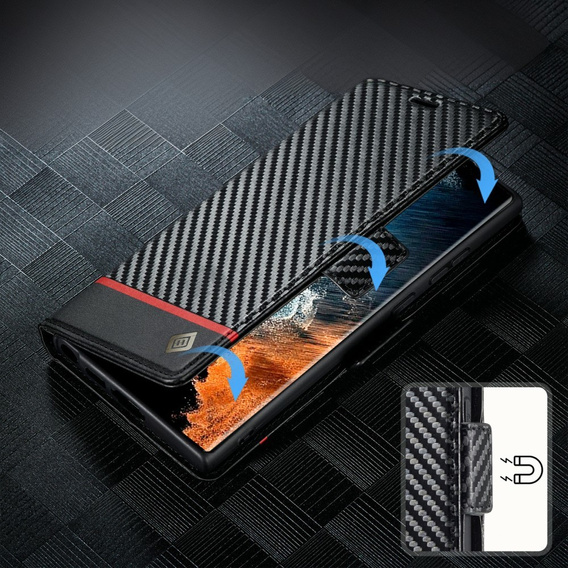 Carcasă cu clapetă pentru Samsung Galaxy S25 Ultra, Carbon LC.IMEEKE, negru
