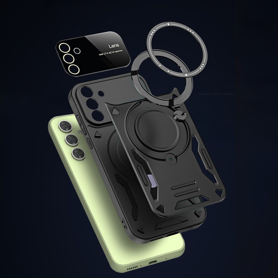 Husă blindată pentru Samsung Galaxy A55 5G, Magnetic Ring, negru