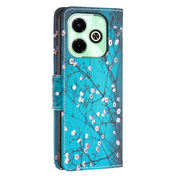 Cu clapetă pentru Infinix Hot 40i, Wallet, Sakura albastru