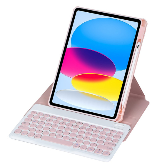 Husă pentru tastatură pentru iPad 11" 2025 A16 (11 gen.) / iPad 10.9" 2022 (10 gen.), Rotary 360° Leather, roz rose gold