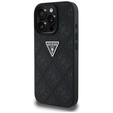 Husă metalică triunghiulară Guess Grained Hot Stamp 4G pentru iPhone 16 Pro Max