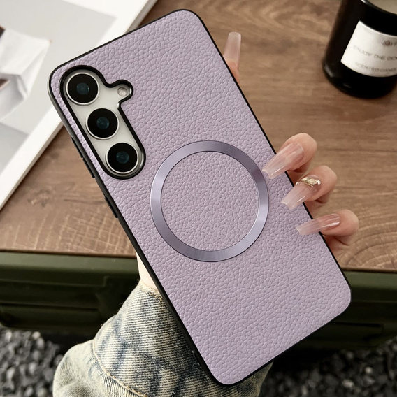 Huse pentru Samsung Galaxy A56 5G, Leather Hybrid MagSafe, violet