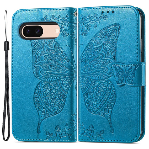 Cu clapetă pentru Google Pixel 8A, Butterfly, albastru