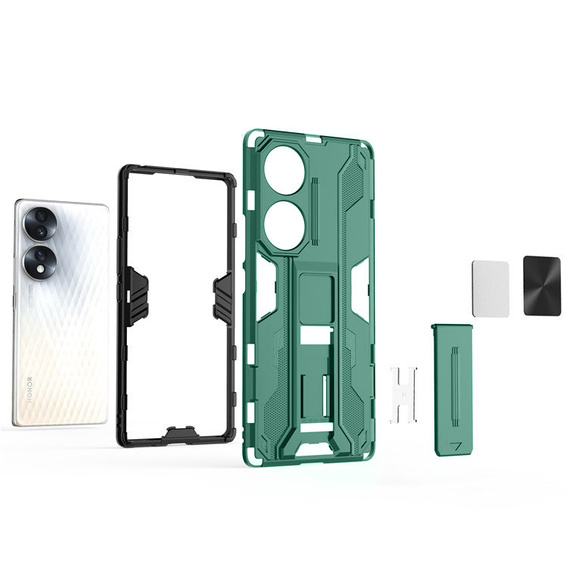 Huse pentru Honor 70 5G, Military kickstand, verde