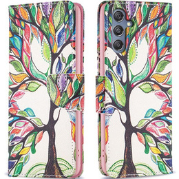 Cu clapetă pentru Samsung Galaxy M34, Wallet, tree of life, alb