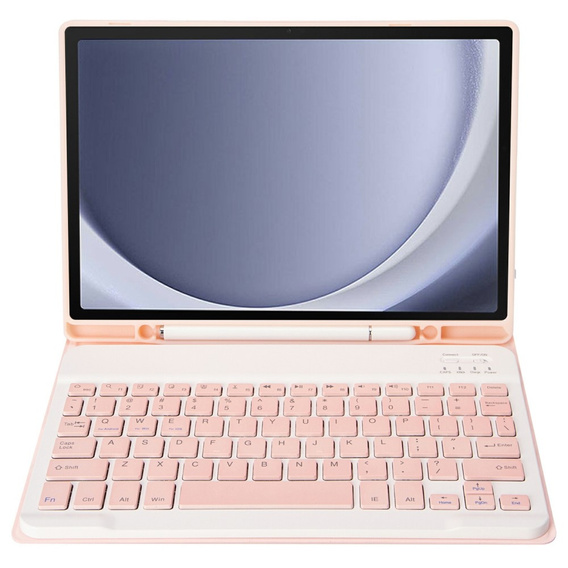 Carcasă + tastatură Samsung Galaxy Tab A9+, Leather Pen Slot, roz rose gold