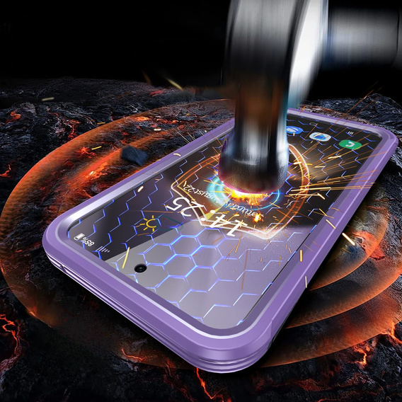 Husă pentru Samsung Galaxy S25, Shockproof, cu sticlă, pentru MagSafe, violet