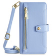 Cu clapetă pentru Oppo Reno 11F 5G, Wallet Zipper Pocket, albastru