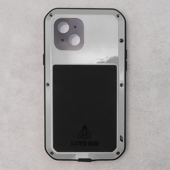 Love Mei Huse pentru iPhone 13 Mini, armored with glass, de argint