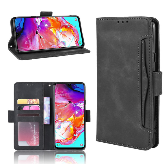 Cu clapetă pentru Samsung Galaxy A20s, Card Slot, negru