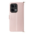 Carcasă cu clapetă pentru Oppo Reno 13 5G, Crossbody Leather Wallet, roz