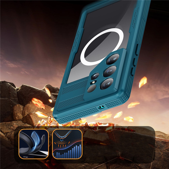 Husă impermeabilă Redpepper MagSafe pentru Samsung Galaxy S26 Ultra, albastră