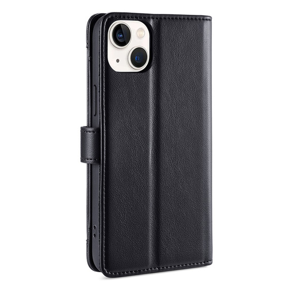 Cu clapetă pentru iPhone 15, Wallet Zipper Pocket, negru