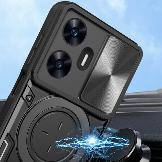 Husă blindată pentru Realme C55, CamShield Slide, negru