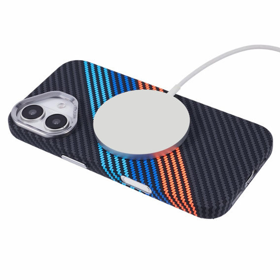 Carcasa pentru iPhone 16, Carbon Fiber MagSafe, albastru închis