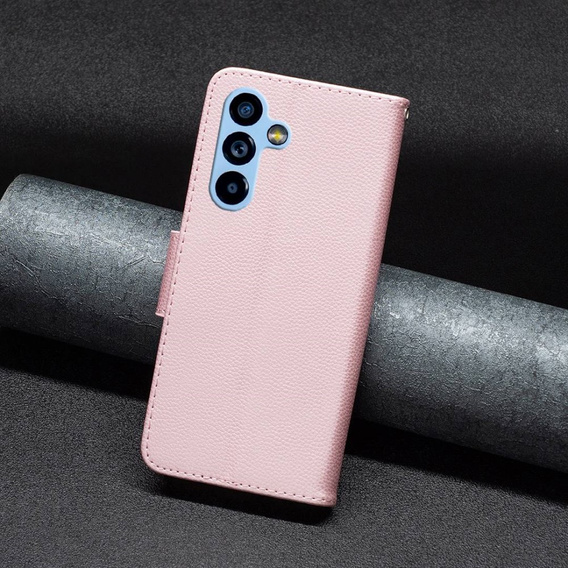 Cu clapetă pentru Samsung Galaxy A54 5G, Wallet Litchi Magnet, roz rose gold