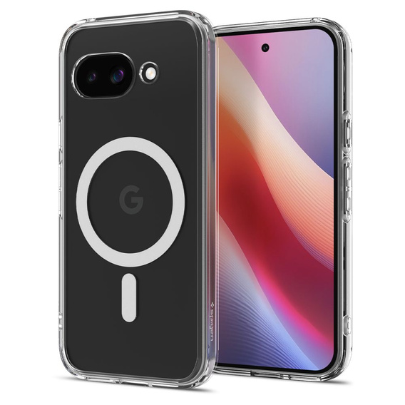 Carcasă MagSafe Spigen pentru Google Pixel 9A, Ultra Hybrid, transparent / alb + 9H Tempered Glass