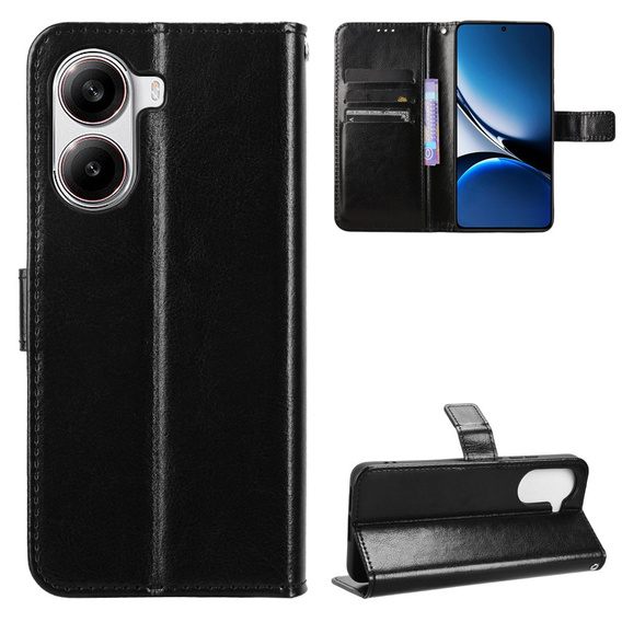 Cu clapetă pentru Xiaomi Poco X7 Pro 5G, Crazy Horse Wallet, negru