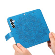 Cu clapetă pentru Samsung Galaxy A54 5G, Mandala Flower, albastru