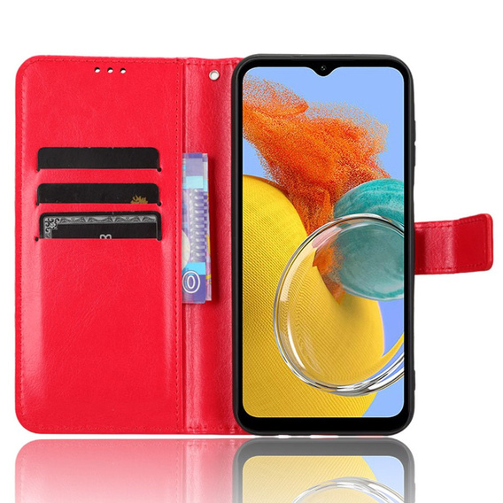 Cu clapetă pentru Samsung Galaxy M34, Crazy Horse Wallet, roșu